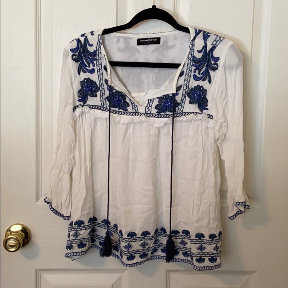 Linen Embroidered Boho Shirt